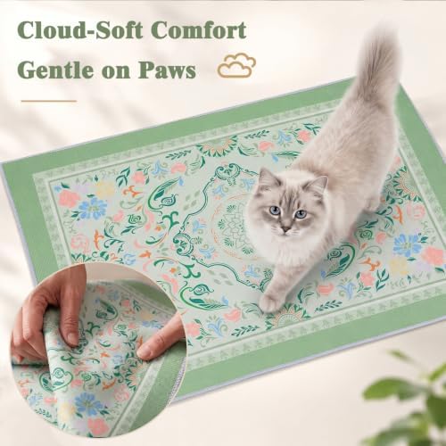 Bienbee Cat Litter Mat, 2PCS 28"x20" Machine Washable Litters Box Mats Non-Slip &Waterproof Cat Litters Trapping Mats Easy to Clean Mat for Litter Box Less Waste Protects Floors Bean Green Mandala M - Image 5
