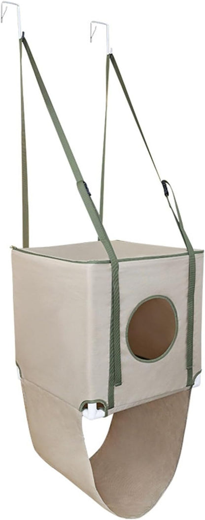 2 Tiered Hanging Cats Bed Door Mounted Space Saving Double Layer Cats Hammock for Multiple Cats with Breathable Polyeste