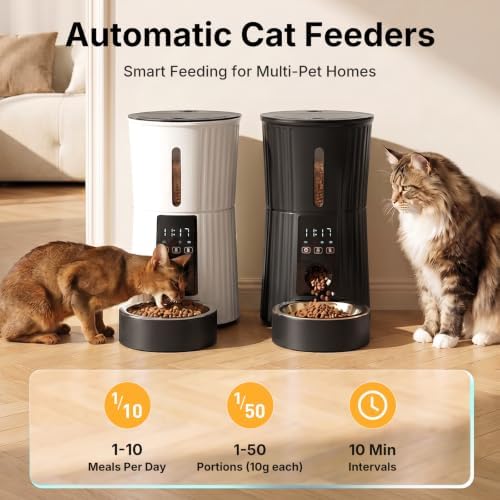 NEWBULIG Automatic Cat Feeder with APP 4L Small Dog Food Dispenser, White - Image 2