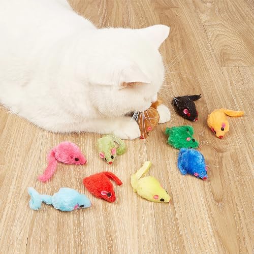 12PCS Cat Mouse Toys, Faux Fur Interactive Catnip Mice - Image 2