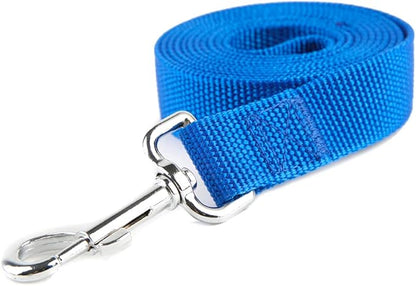 Nylon Dog Training Leash, Traction Rope, 4Ft /5 Foot /6 Feet Long, 5/8 inch 3/4 Inch 1 Inch Wide, for Small and Medium Dogs (1'' x 8 FT, Blue)