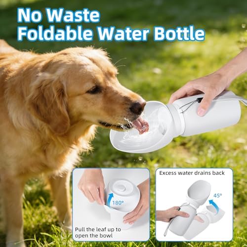 Dog Water Bottle, Leakproof Portable Water Bowl for Dog, Lightweight Water Bottle for Dogs, Food Grade Silicone, Collapsible Travel Pet Water Bottle for Outdoor Hiking Camping (Grey, 18.6 Ounces) - Image 6