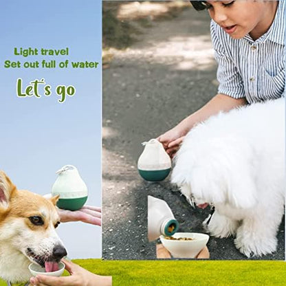 Dog Travel Water Bottle Detachable Bowl Leak Proof Portable ，Silicone Bottle Body，Collapsible and Suitable for Small Pets for Outdoor Walking, Hiking, Travel (Green2, 200ml2) - Image 3