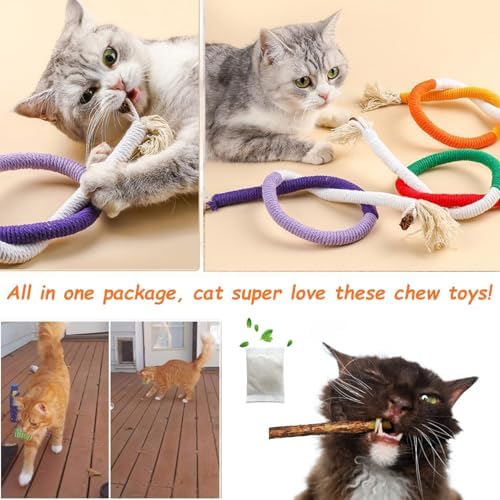 Cat Toys Chew Ropes, Silvervine Sticks Catnip Rope Toys with Refillable Natural Catnip for Cats Dental Care, Safe Teeth Cleaning Toy for Indoor Cat Kitty Kicker Toy Interactive Catnip Kitty Toys - Image 6
