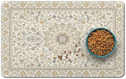 Dog Food Mat for Floors, Absorbent Pet Cat Food Bowl Mat, 12x20 in by QXWREL