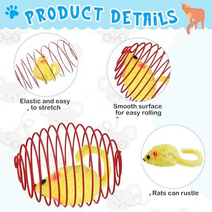 Jecery 5 Pcs Cat Toys Spring,Mouse,Multicolor - Image 3