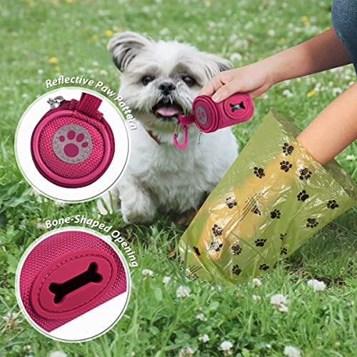 FURHAB Dog Poop Bag Holder for Leash with Carabiner Clip Soft Fabric - Image 3
