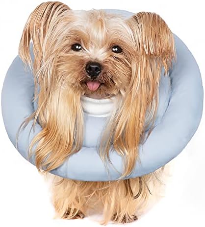 GAGABODY Dog Cones for Small Dogs & Cats, Comfortable Adjustable Soft Dog Cone Alternative After Surgery, Elizabethan Donut Collar, Blue, Cotton & Synthetic Fabric by GAGABODY