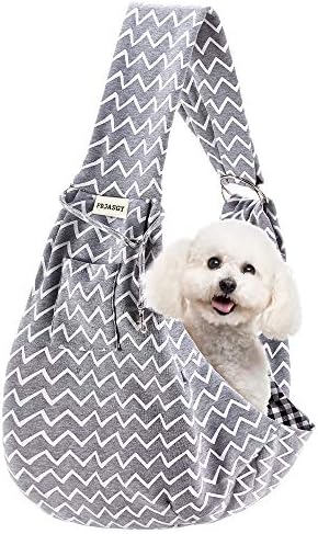 FDJASGY Small Pet Sling Carrier-Hands Free Reversible Pet Papoose Bag Tote Bag with a Pocket Safety Belt Dog Cat for Outdoor Travel (Gray Stripe) by FDJASGY
