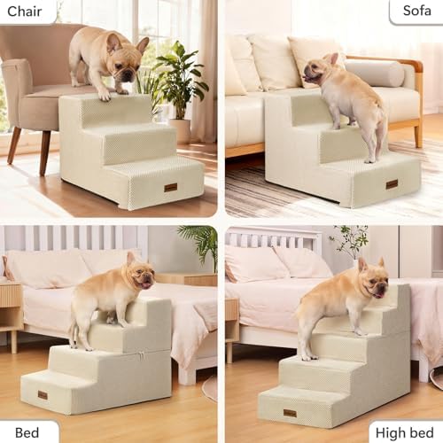 Aodisman Dog Stairs for Small Dogs,3-Step Wide Pet Stairs for Couch & Bed - Image 3