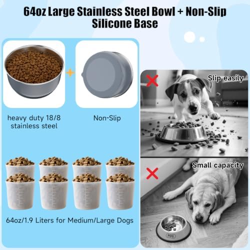 3-in-1 Stainless Steel Slow Feeder Dog Bowl with Lick Mat Storage Lid - Image 3