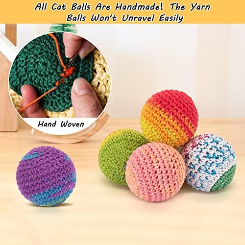 Retro Shaw Cat Toys Balls, Yarn Cat Ball with Bell Inside, Interactive Kitten Toys for Indoor Bored Cats, Handmade Crochet Kitty Ball 12 Pack - Image 4
