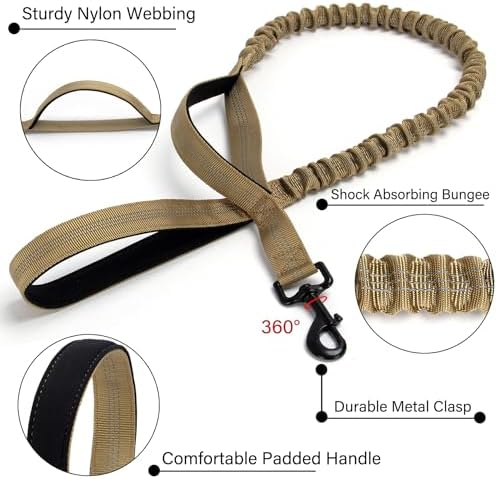 Tactical Dog Collar Leash Set, Adjustable Military Training Collar, Brown L - Image 4