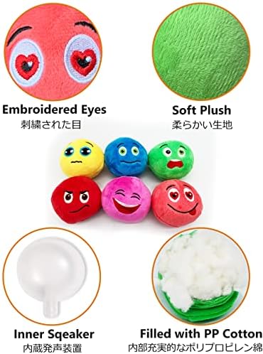 SCHITEC Squeaky Dog Toys, [6 Pack] Soft Stuffed Plush Balls with Squeakers, Interactive Fetch Play for Puppy Small Pets - Image 6