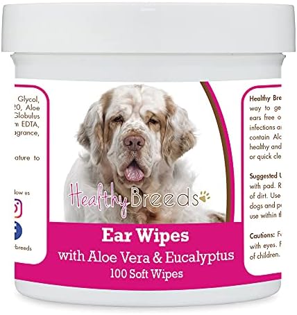 Healthy Breeds Clumber Spaniel Ear Cleaning Wipes with Aloe & Eucalyptus for Dogs 100 Count by HealthyBreeds