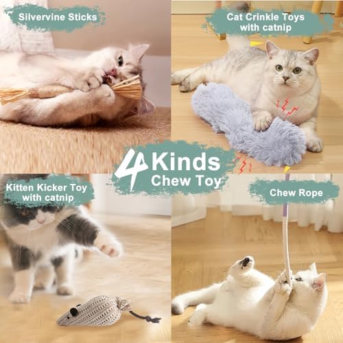 7-in-1 Kitten Toys for Indoor Cats with Washable Adhesive Suction Cup, Hanging Interactive Cat Toys, Silvervine Stick and Sisal Chew Rope Catnip Teething Toy for Bored Kitten - Image 3