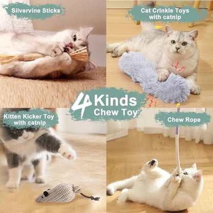 7-in-1 Kitten Toys for Indoor Cats with Washable Adhesive Suction Cup, Hanging Interactive Cat Toys, Silvervine Stick and Sisal Chew Rope Catnip Teething Toy for Bored Kitten - Image 3
