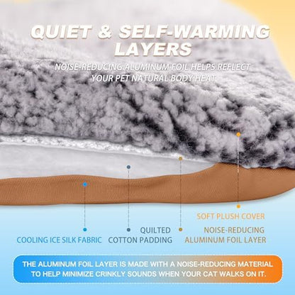 Self Warming Cat Bed, Reversible Cooling Mat for Cats, Dark Brown, 18x24 In - Image 5