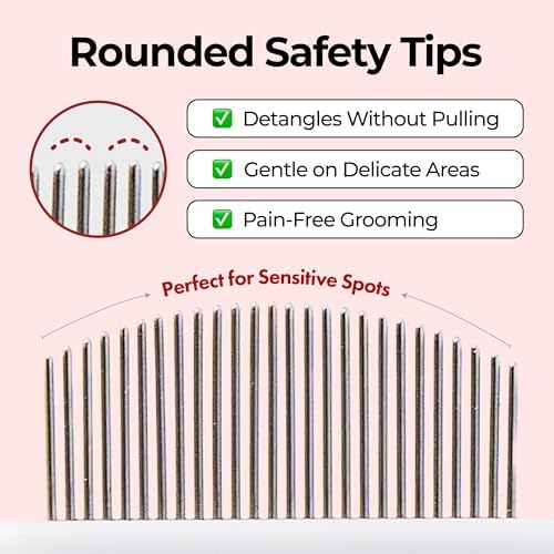 JAYU PET Facial Grooming Comb - Dog Eye Combs, Stress-free Tear Stain Remover for Dogs & Cats, Pet Facial Brush, Cat Grooming Kit, Stainless Steel Deshedding Comb (2ea) - Image 5
