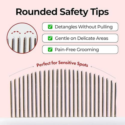 JAYU PET Facial Grooming Comb - Dog Eye Combs, Stress-free Tear Stain Remover for Dogs & Cats, Pet Facial Brush, Cat Grooming Kit, Stainless Steel Deshedding Comb (2ea) - Image 5