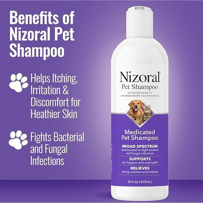 Nizoral Ketoconazole Pet Shampoo, 16 Oz, Chlorhexidine, Dogs & Cats - Image 3