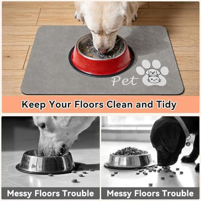 RUERYA Dog Food Mat Cat Feeding Mat for Food and Water Bowls,17"x27",Grey - Image 3