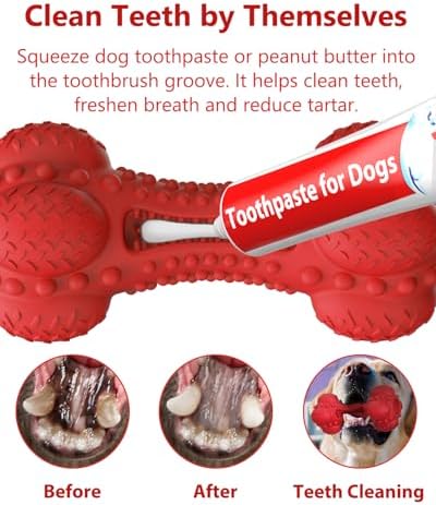 SCHITEC Squeaky Dog Chew Toy for Aggressive Chewers Large Breed, [2 Pack] Tough Interactive Teething Rubber Bone for Big Medium Dogs - Image 3