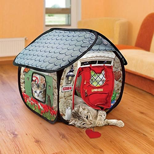 KONG PlaySpaces Bungalow Cat Hideaway - Hide and Seek Collapsible Tunnel with Toys - Image 2