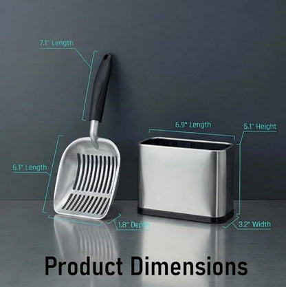 Heavy Duty Cat Litter Scoop with Holder - All Metal Cat Litter Scooper with Stainless Steel Holder - Speed Sifter Litter Box Scooper Captures All Clumps