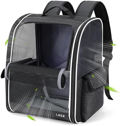 Lekereise Dog Carrier Backpack for Small Medium Dogs Cats up to 18 lbs, Breathable Pet Backpack Carrier with 3 Entrances, Collapsible Cat Backpack Carrier, Travel Hiking Puppy Backpack by Lekereise