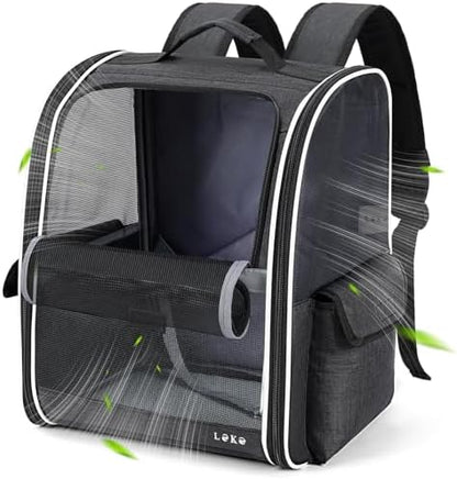 Lekereise Dog Carrier Backpack for Small Medium Dogs Cats up to 18 lbs, Breathable Pet Backpack Carrier with 3 Entrances, Collapsible Cat Backpack Carrier, Travel Hiking Puppy Backpack by Lekereise