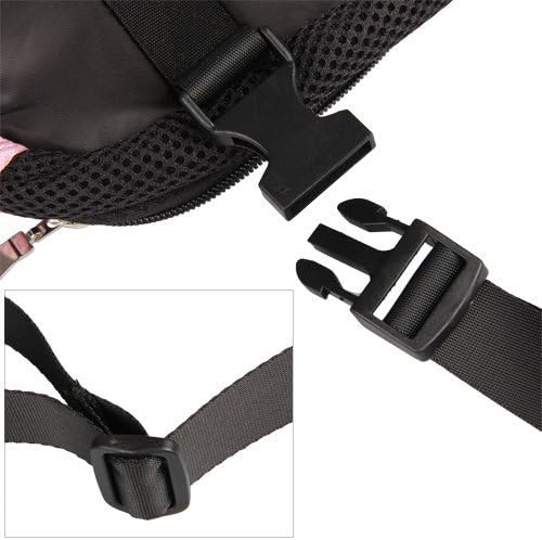 Pet Dog Puppy Cat Carrier Five Holes Backpack Double Shoulder Straps Canvas Cotton Front Chest Backpack Bag(Black, Medium) - Image 4