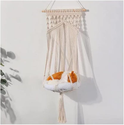 Handmade Cat Hammock Cat Dog Swing Hanging Bed Tassel Design Cat Nest Indoor Elegant Tapestry Decoration Pet Cat House Personality Home (Hammock F)