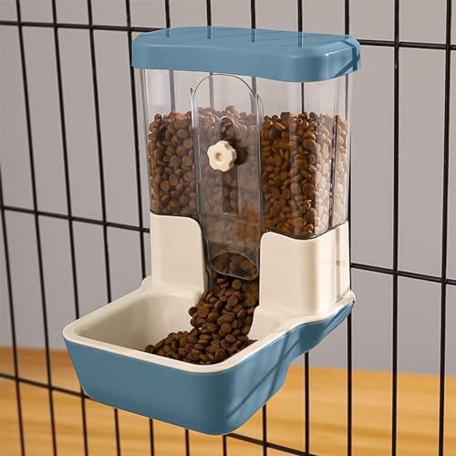Hanging Automatic Food Dispenser, 27oz Large Capacity Hanging Pet Cage Feeder for Rabbit Bird Chinchilla Hedgehog Guinea Pig Ferret Kitty Puppy (Blue) by TOKAYIFE