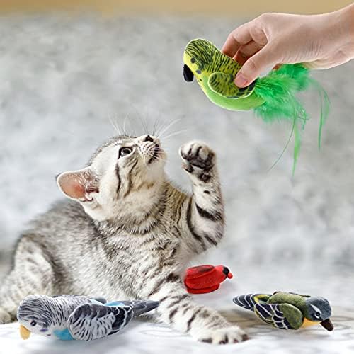Cat Catnip Toys Interactive Cats 4pcs Kitten Plush Nip Chew Bird Toy with Crinkle Paper Pet Best Treats Stuffed Pillow Cute Teething Play Gifts Soft Kick Sound Supplies for Indoor Kitty - Image 6