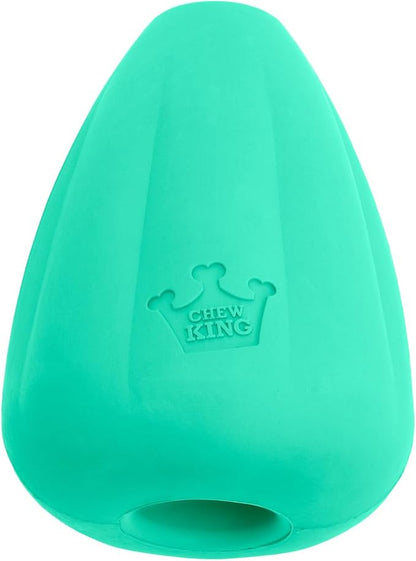 Chew King by Mammoth Premium Treat Dispensing Dog Toy, Durable Natural Rubber Chew Toy, Safety Air Vent, Interactive Enrichment Toy for Aggressive Chewers, XXL - Teal
