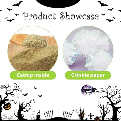 PET SHOW 8 Pack Halloween Cat Kicker With Catnip Crinkle Sound for Indoor Cats - Cute Ghost Pumpkin Plush Kittens Shape Natural Interactive Pet Kitty Toy - Image 3