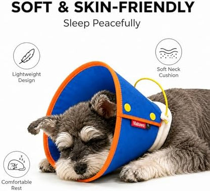 Soft Dog Cone Collar for Dogs & Cats, Adjustable Elizabethan Recovery Collar, Lightweight EPE Material, Post-Surgery Wound Protection (Blue, M) - Image 3