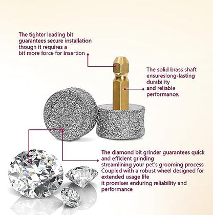 Pet Dog Nail Grinder Heads Extra-Coarse, Diamond Grit Drum - Image 2