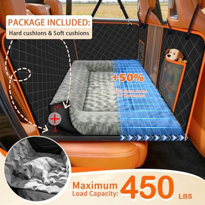 TNELTUEB Extra Large Back Seat Extender for Dogs with Dog Bed Mats, Waterproof Dog Car Seat Cover for Back Seat with Hard Bottom, Anti Scratch, Safer, Easy to Use and Clean, Holds 450LBS Black - Image 2