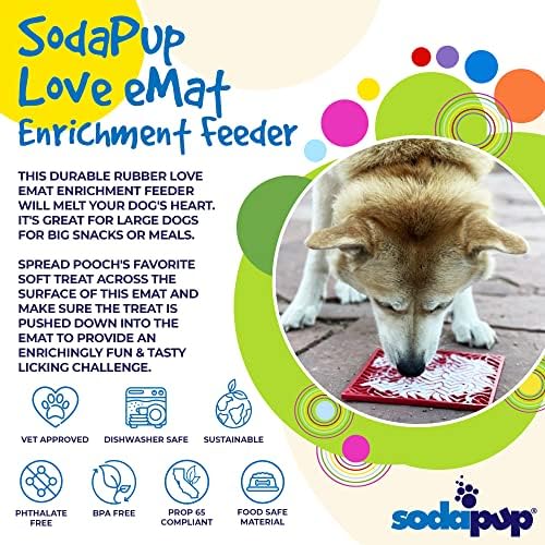SodaPup Love eMat – Durable Lick Mat Feeder Made in USA from Non-Toxic, Pet-Safe, Food Safe Rubber for Mental Stimulation, Avoiding Overfeeding, Fresh Breath, Digestive Health, Calming, & More - Image 3