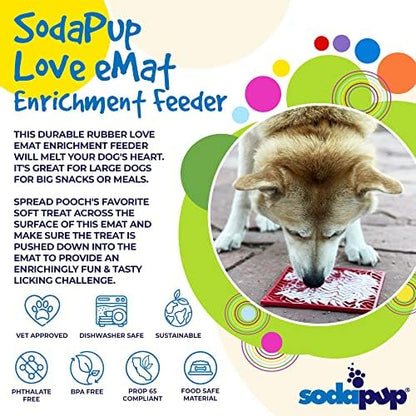SodaPup Love eMat – Durable Lick Mat Feeder Made in USA from Non-Toxic, Pet-Safe, Food Safe Rubber for Mental Stimulation, Avoiding Overfeeding, Fresh Breath, Digestive Health, Calming, & More - Image 3