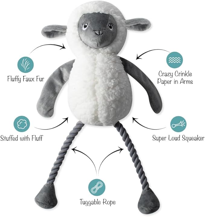 Fringe Studio Plush Dog Toy, Little Lamby, Pet Shop Collection (314135)