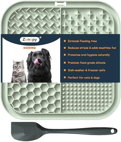 Licking Mat for Dogs & Cats with Suction Cups, 1 Pack Square Dog Slow Feeder Lick Pat for Anxiety Relief & Boredom, Dog Toys to Keep Them Busy, Pets Grooming Bathing Training Mat by GiftsforChildAdultandPet