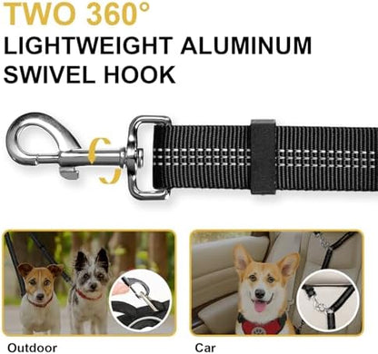 MingXpet Double Dog Leash for Two Dogs, No Pull Dog Leash, 360° Swivel No Tangle for Large Dogs Walking & Training, Shock Absorbing Reflective Bungee, Black - Image 3