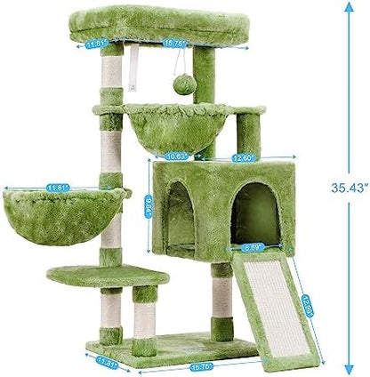 Hey-brother Cat Tree Tower with Large Bed, Hammocks, Scratcher, MPJ006SGR - Image 3