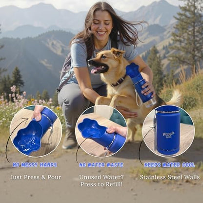 Stainless Steel Dog Travel Water Bottle, Vacuum Insulated Portable Dog Water Dispenser, Drink Cup and Snack Container On The Go, Outdoor Walking, Hiking, Travel (Cobalt) - Image 2