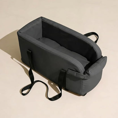 Waterproof Faux Leather Center Console Dog Car Seat, 2-in-1 Portable Puppy Carrier & Armrest Booster Seat for Small Dogs, Easy-to-Clean Tech Fabric, Sturdy Cushioned, Anti-Collapse Walls, Under 11 lbs