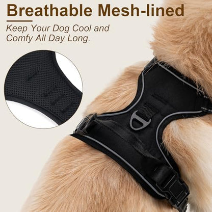 No Pull Dog Harness, Adjustable Reflective Front Clip Pet Vest with Easy Control Handle for Medium Large Dogs (Rose Red,L) - Image 5