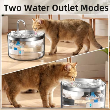 Casfuy PWB-004 Quiet BPA-Free Cat Water Fountain with Glass Base & Stainless Steel Tray, 95-oz - Image 6